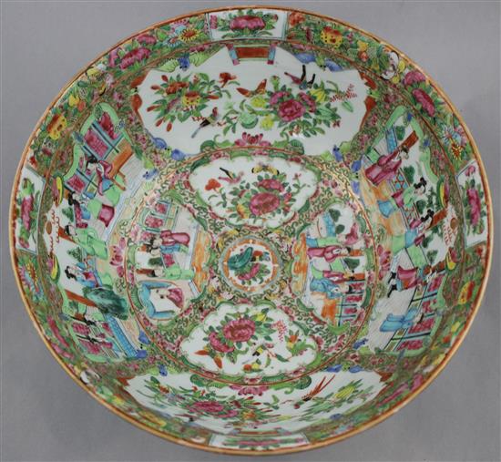 A Chinese Canton-decoration famille rose punch bowl, mid 19th century, 30.5cm diam.